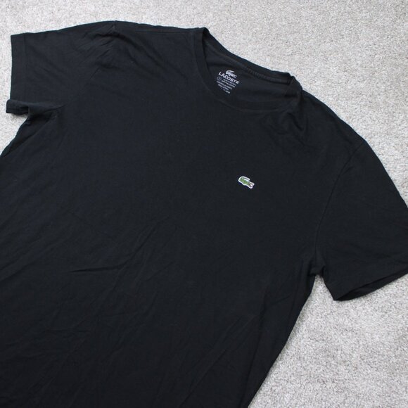Lacoste Shirt Mens XL Black 100% Pima Cotton Short Sleeve Crewneck Pullover - Picture 2 of 11